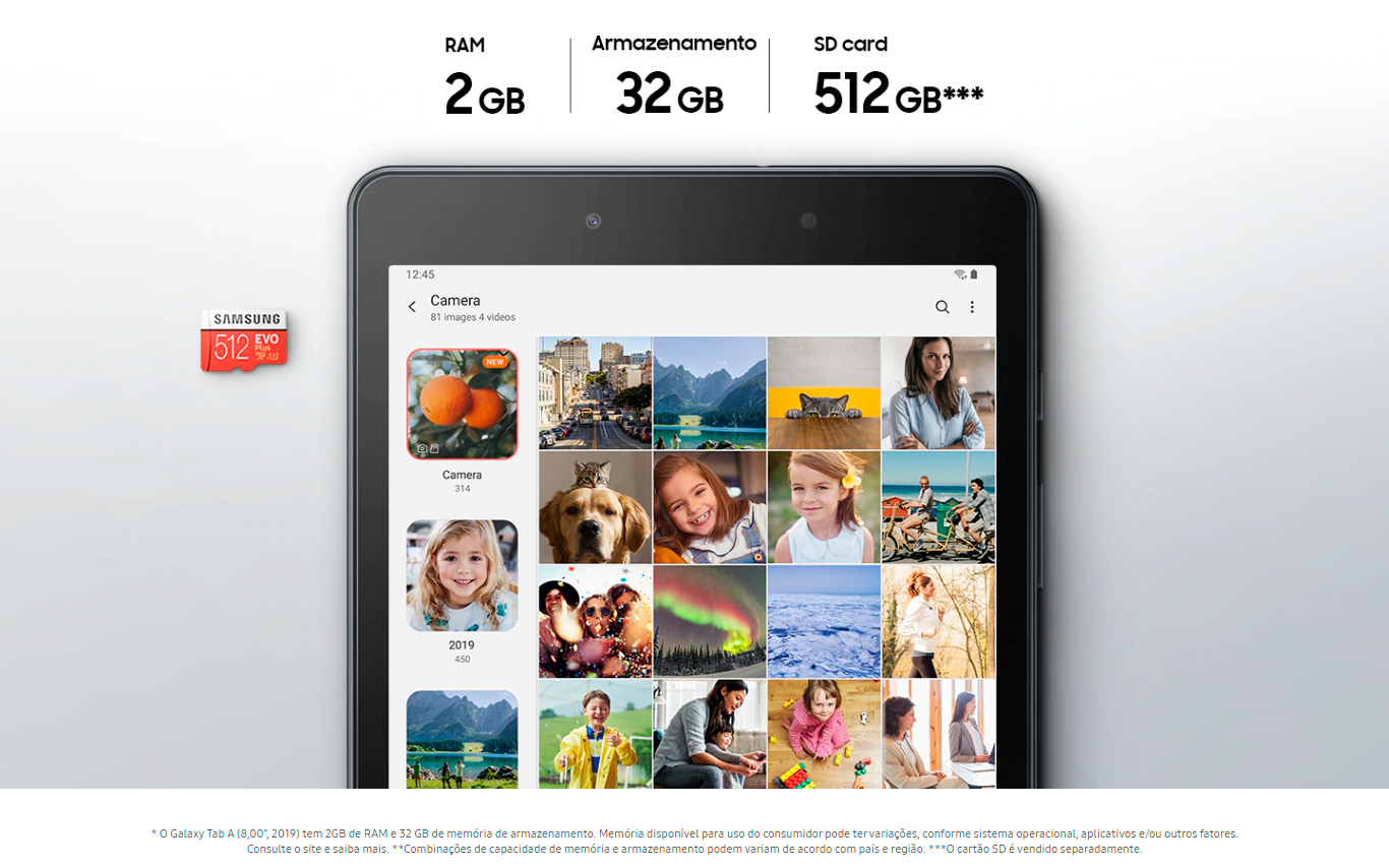  Tablet Samsung Tab A T290 32GB Tela 8